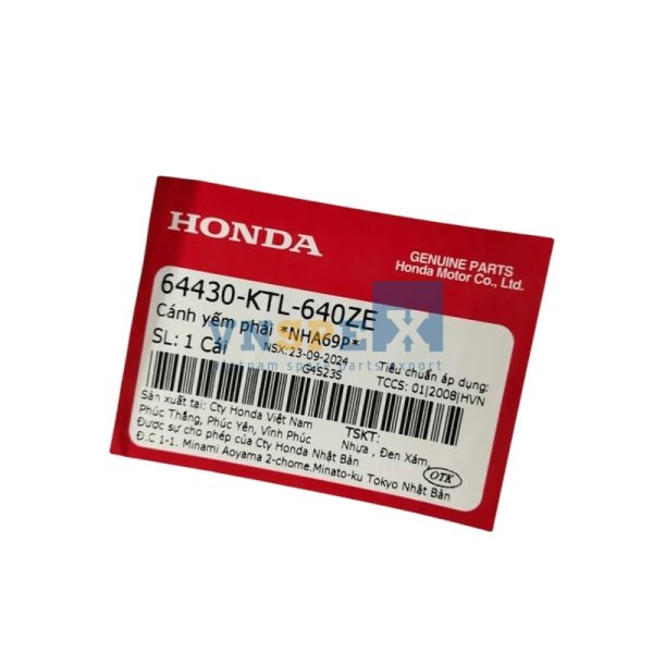 Cánh yếm phải *NHA69P* HONDA WAVE (Mã: 64430KTL640ZE) - Hình ảnh 3