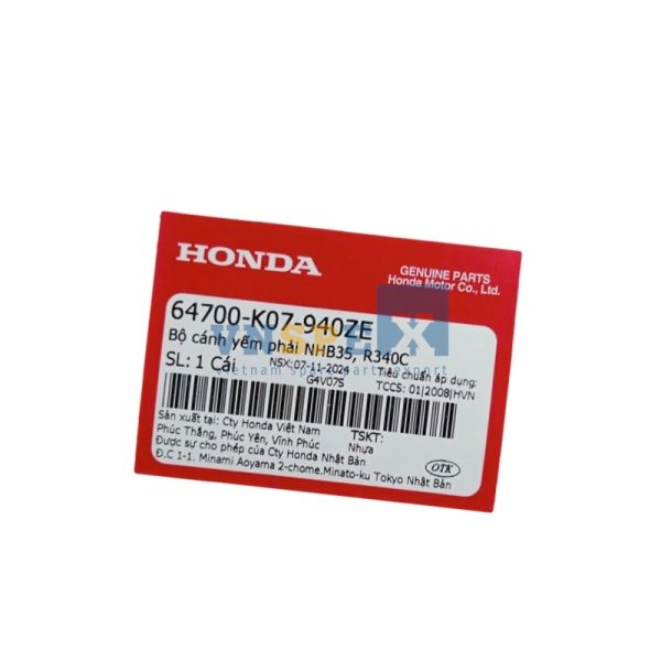 Bộ cánh yếm phải NHB35, R340C HONDA WAVE (Mã: 64700K07940ZE) - Hình ảnh 3