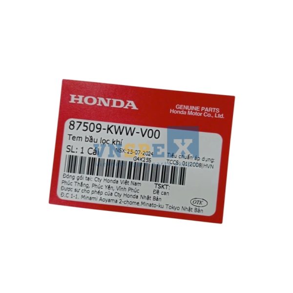 Tem bầu lọc khí HONDA AIR BLADE,DREAM,FUTURE,PCX,SH,VISION,WAVE, BLADE (Mã: 87509KWWV00) - Hình ảnh 3