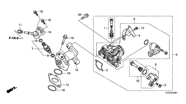 E-20-1 | HỌNG GA/FUEL INJECTOR (ACA110B) | THÂN BƯỚM GA / KIM PHUN | AIR BLADE 110 (03/2007-12/2012) (CATALOGUE PHỤ TÙNG)